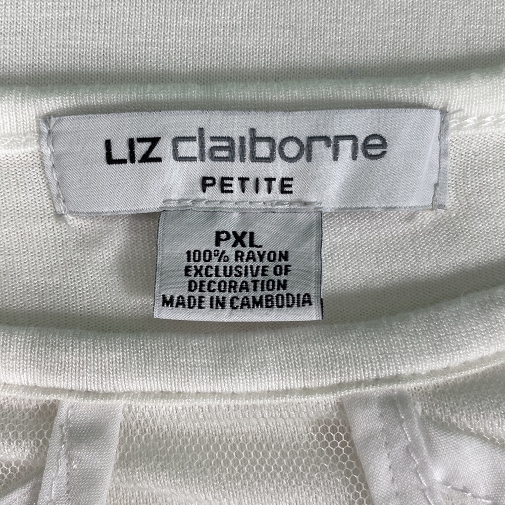 Liz Claiborne Petite White Mesh Front Sleeveless Top - Picture 15 of 16